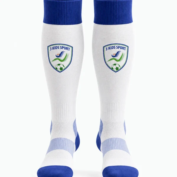 Jambiere fotbal copii 3 Kids Sport Classic Alb-Albastru