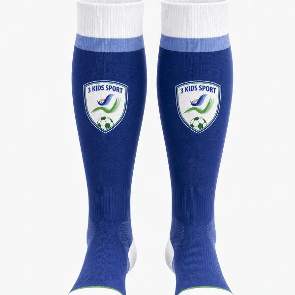 Jambiere fotbal copii 3 Kids Sport Match Regal Blue-Alb