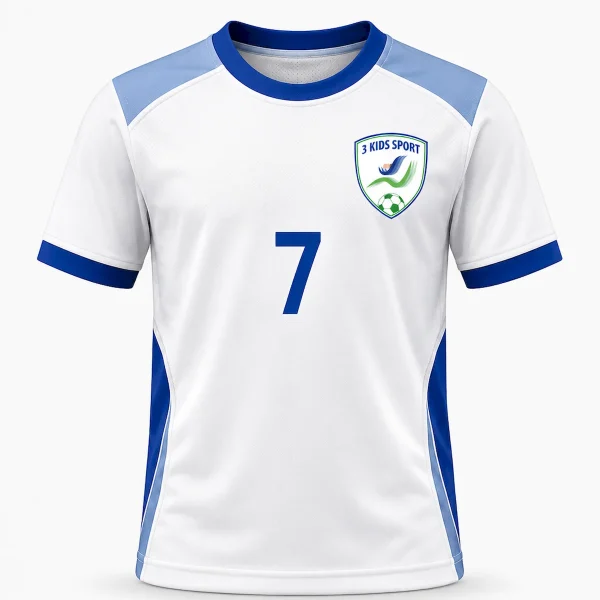 Tricou de Joc Copii 3 Kids Sport Classic Alb-Albastru Nr. 7