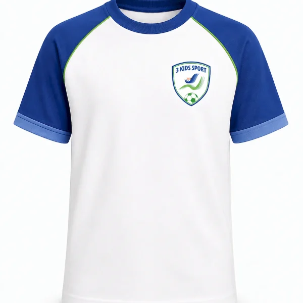 Tricou Suporter Copii 3 Kids Sport Retro Raglan Alb-Albastru
